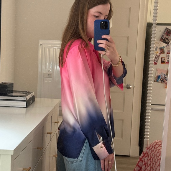 Zara Blue and Pink Blouse - Picture 2 of 2